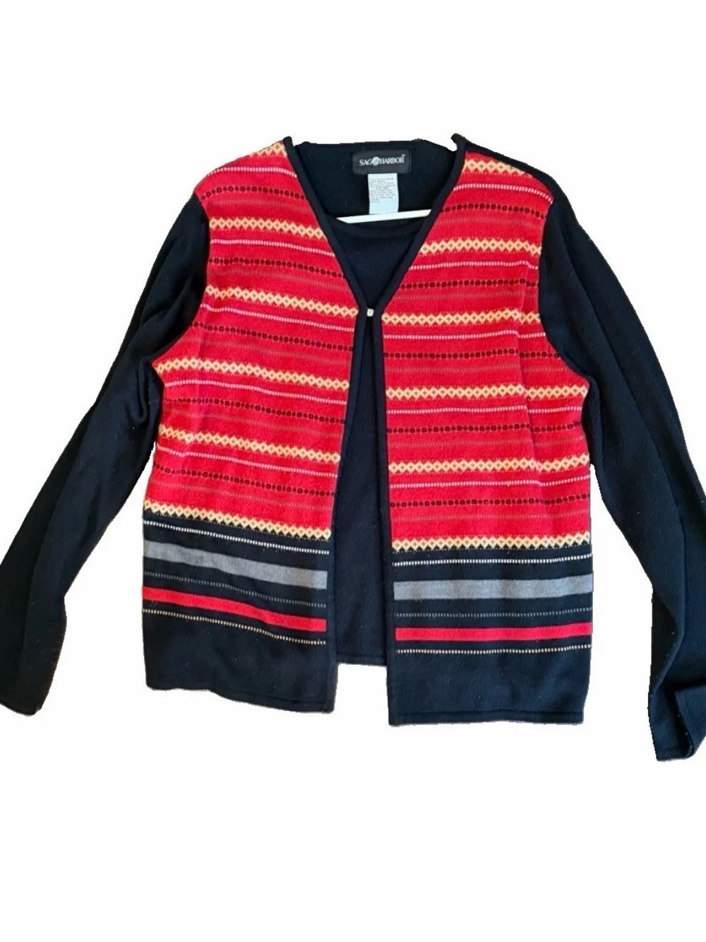 Sag Harbor Fair Isle Open-Front Cardigan